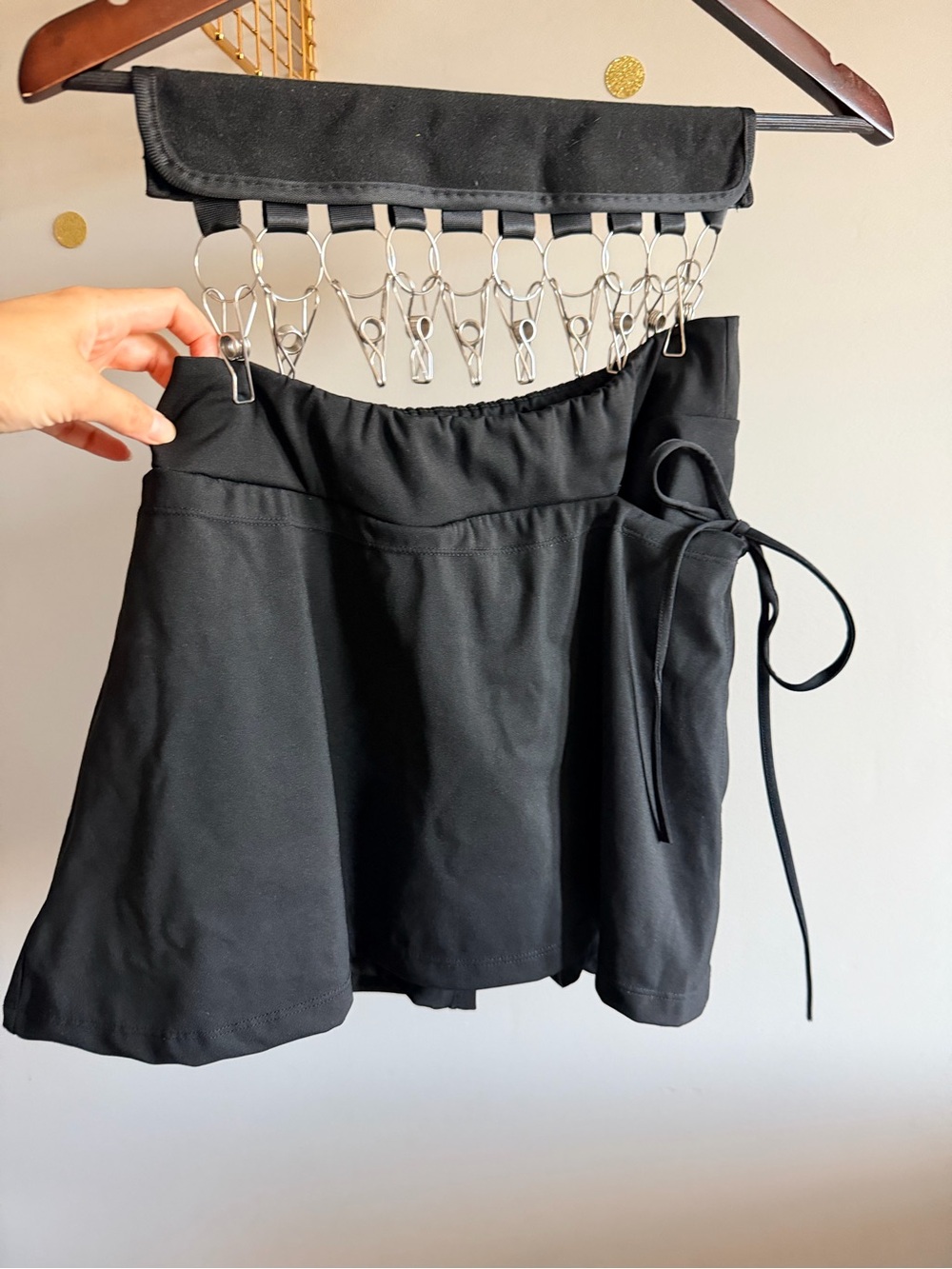 Black Waitress/Server Wrap Skort with Built-In Shorts & Adjustable Side Tie